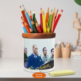 Asilmeydan 450372375 Dinleyici Mustafa Kemal Atatürk Ahşap Seramik Kalemlik