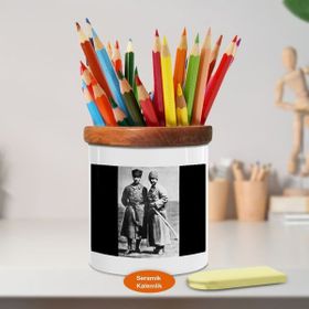 Asilmeydan 451377104 İsmet İnönü Ve Mustafa Kemal Paşa Ahşap Seramik Kalemlik