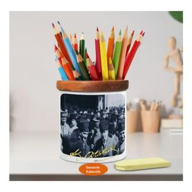 Asilmeydan 451698999 Kalpaklı Gazi Mustafa Kemal Atatürk Ahşap Seramik Kalemlik