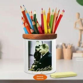 Asilmeydan 451706502 Gölgede Dinlenen Mustafa Kemal Atatürk Ahşap Seramik Kalemlik