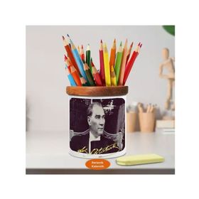 Asilmeydan 451723338 Asil Duruşlu Mustafa Kemal Atatürk Ahşap Seramik Kalemlik