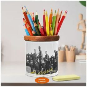 Asilmeydan 451748176 At Üstünde Mustafa Kemal Atatürk Ahşap Seramik Kalemlik