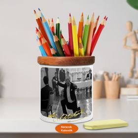 Asilmeydan 451777289 Zeynek Oynayan Atatürk Ahşap Seramik Kalemlik