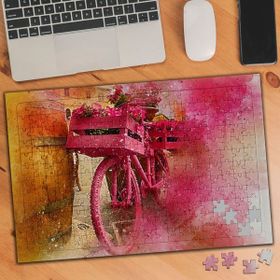 Asilmeydan 455719018 240 Parça Pembe Boyalı Bisiklet Puzzle Yapboz Tablo