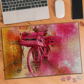 Asilmeydan 455719018 240 Parça Pembe Boyalı Bisiklet Puzzle Yapboz Tablo