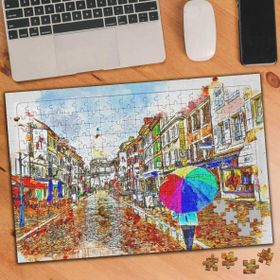 Asilmeydan 455862718 240 Parça Çizimsel Sokak Manzarası Puzzle Yapboz Tablo