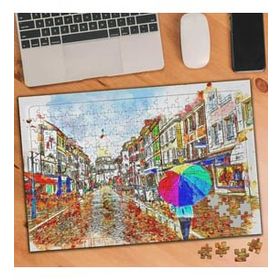 Asilmeydan 455862718 240 Parça Çizimsel Sokak Manzarası Puzzle Yapboz Tablo