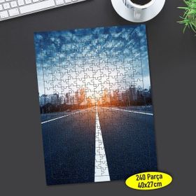 Asilmeydan 456455376 240 Parça Gün Batımı Yol Manzarası Puzzle Yapboz Tablo