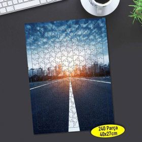 Asilmeydan 456455376 240 Parça Gün Batımı Yol Manzarası Puzzle Yapboz Tablo