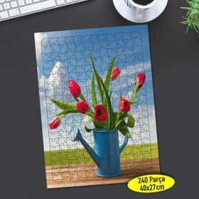 Asilmeydan 456513874 240 Parça Kırmızı Lale Çiçekler Puzzle Yapboz Tablo