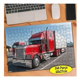 Asilmeydan 456515265 240 Parça Kırmızı Uzun Araç Tır Puzzle Yapboz Tablo