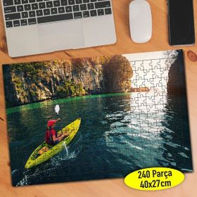 Asilmeydan 456547425 240 Parça Kano Kayık Göl Manzarası Puzzle Yapboz Tablo