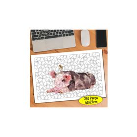 Asilmeydan 456753531 240 Parça Yatan Pembe Domuz Puzzle Yapboz Tablo
