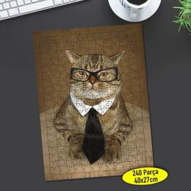 Asilmeydan 456805480 240 Parça Gözlüklü Komik Kedi Puzzle Yapboz Tablo