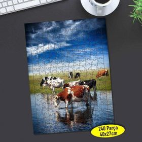 Asilmeydan 456806240 240 Parça Su Içen Inek Sürüsü Puzzle Yapboz Tablo