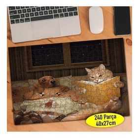 Asilmeydan 456810185 240 Parça Köpeğe Kitap Okuyan Kedi Puzzle Yapboz Tablo