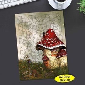 Asilmeydan 457238695 240 Parça Sihirli Dünya Mantar Ev Puzzle Yapboz Tablo