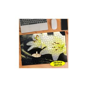 Asilmeydan 457251723 240 Parça Mumlu Beyaz Çiçekler Puzzle Yapboz Tablo