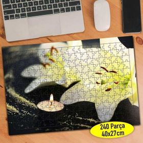 Asilmeydan 457251723 240 Parça Mumlu Beyaz Çiçekler Puzzle Yapboz Tablo