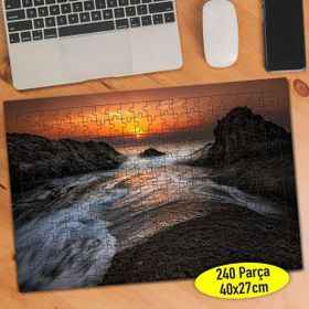 Asilmeydan 457265036 240 Parça Sahilde Gün Batımı Puzzle Yapboz Tablo