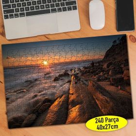 Asilmeydan 457315264 240 Parça Sahilde Gün Batımı Puzzle Yapboz Tablo