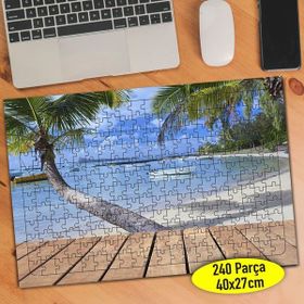 Asilmeydan 457326597 240 Parça Palmiyeli Deniz Manzarası Puzzle Yapboz Tablo