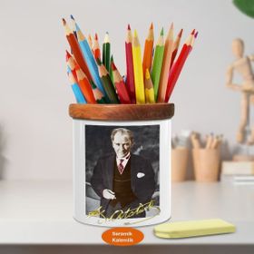 Asilmeydan 780008 Başkomutan Mustafa Kemal Atatürk Renkli Ahşap Seramik Kalemlik