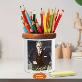 Asilmeydan 780008 Başkomutan Mustafa Kemal Atatürk Renkli Ahşap Seramik Kalemlik