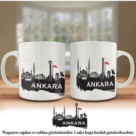 Asilmeydan Ankara Başkent Şehir Silueti Basklı Kupa Bardak