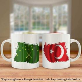 Asilmeydan Asil Çift Yön Baskılı Adıge Cumhuriyeti Ve Türkiye Bayrağı Kupa