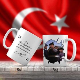 Asilmeydan Asil Hediyelik Askerle Konuşan Sivil Mustafa Kemal Atatürk - Atatürk'ün Sözleri Kupa