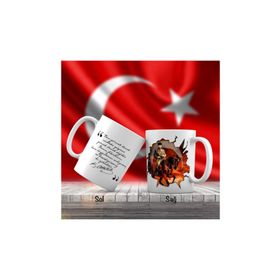 Asilmeydan Asil Hediyelik At Üstünde Mustafa Kemal Atatürk -Ay Yıldız - Atatürk'ün Sözleri Kupa