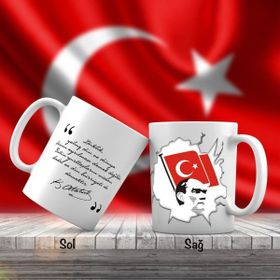 Asilmeydan Asil Hediyelik At Üstünde Mustafa Kemal Atatürk -Ay Yıldız - Atatürk'ün Sözleri Kupa