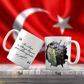 Asilmeydan Askerler ve Kalpaklı Mustafa Kemal Atatürk Atatürk'ün Sözleri Kupa Bardak