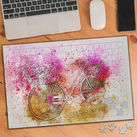 Asilmeydan Çiçekli Çizimsel Bisiklet 240 Parça 27x40 cm Puzzle Yapboz Tablo