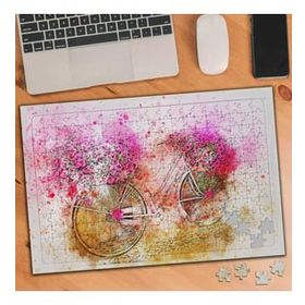 Asilmeydan Çiçekli Çizimsel Bisiklet 240 Parça 27x40 cm Puzzle Yapboz Tablo