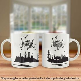 Asilmeydan Çift Yön Renkli Baskılı Istanbul Yazılı İstanbul Silüeti Kupa Bardak