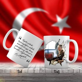 Asilmeydan Çift Yön Renkli Mustafa Kemal Atatürk Ve Unutulmayan Sözleri Kupa