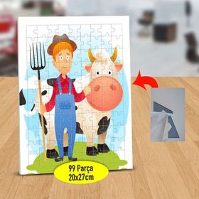 Asilmeydan Çiftçi Adam Ve İnek 99 Parça Puzzle Yapboz Tablo