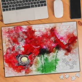 Asilmeydan Çizimsel Kırmızı Çiçekler 240 Parça 27x40.5 cm Puzzle Yapboz Tablo