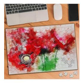 Asilmeydan Çizimsel Kırmızı Çiçekler 240 Parça 27x40.5 cm Puzzle Yapboz Tablo