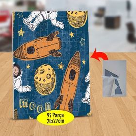 Asilmeydan Çizimsel Roket Ve Astronot 99 Parça Puzzle Yapboz Tablo