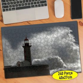 Asilmeydan Deniz Feneri Silüeti 240 Parça 27x40 cm Puzzle Yapboz Tablo
