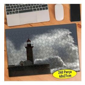 Asilmeydan Deniz Feneri Silüeti 240 Parça 27x40 cm Puzzle Yapboz Tablo