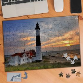 Asilmeydan Deniz Kenarında Fener Manzara 240 Parça Puzzle Yapboz Tablo