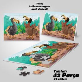 Asilmeydan Erkek Ve Dişi Dodo Kuşları Çocuklar İçin Eğitici Ayak Destekli 42 Parça Puzzle Yapboz Tablo