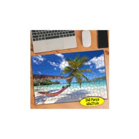 Asilmeydan Gökyüzü Deniz Ve Palmiye Ağacı Doğa 240 Parça Puzzle Yapboz Tablo