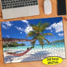 Asilmeydan Gökyüzü Deniz Ve Palmiye Ağacı Doğa 240 Parça Puzzle Yapboz Tablo