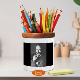 Asilmeydan Gülen Kemal Atatürk Portre Ahşap Seramik Kalemlik