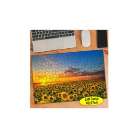 Asilmeydan Gün Batımı Ayçiçek Tarlası 240 Parça Puzzle Yapboz Tablo